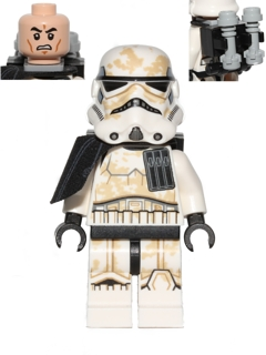 LEGO Minifigure -- Stormtrooper (Tatooine) with Black Pauldron, Re-Breather on Back, Dirt Stains, Patterned Head (Sandtrooper)-Star Wars / Star Wars Episode 4/5/6 -- SW0548a -- Creative Brick Builders